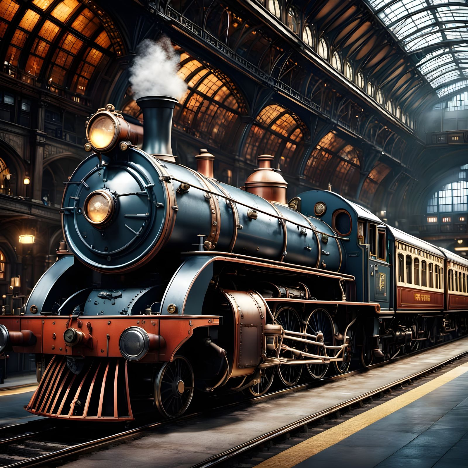 Steampunk Train in Victorian Era Fantasy
