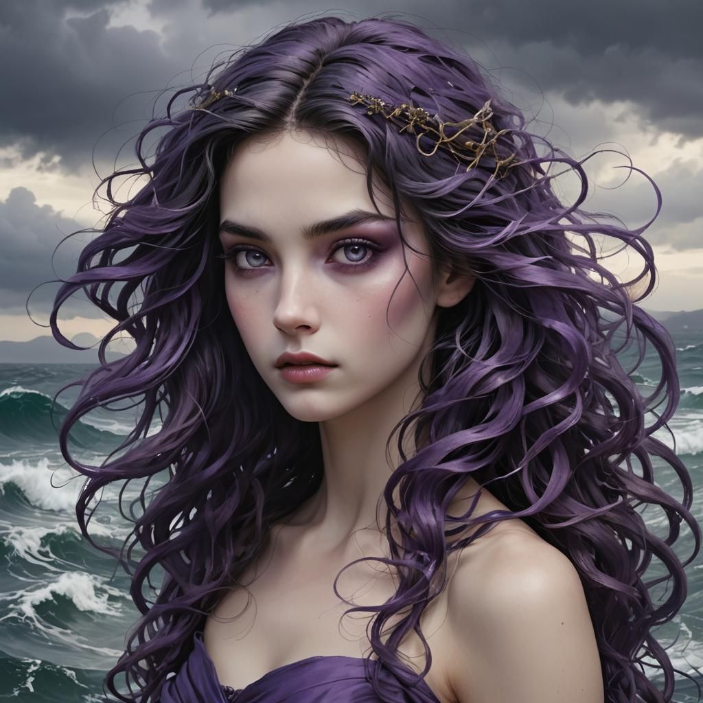 Stormy Sea Siren in Hyperrealistic Digital Art