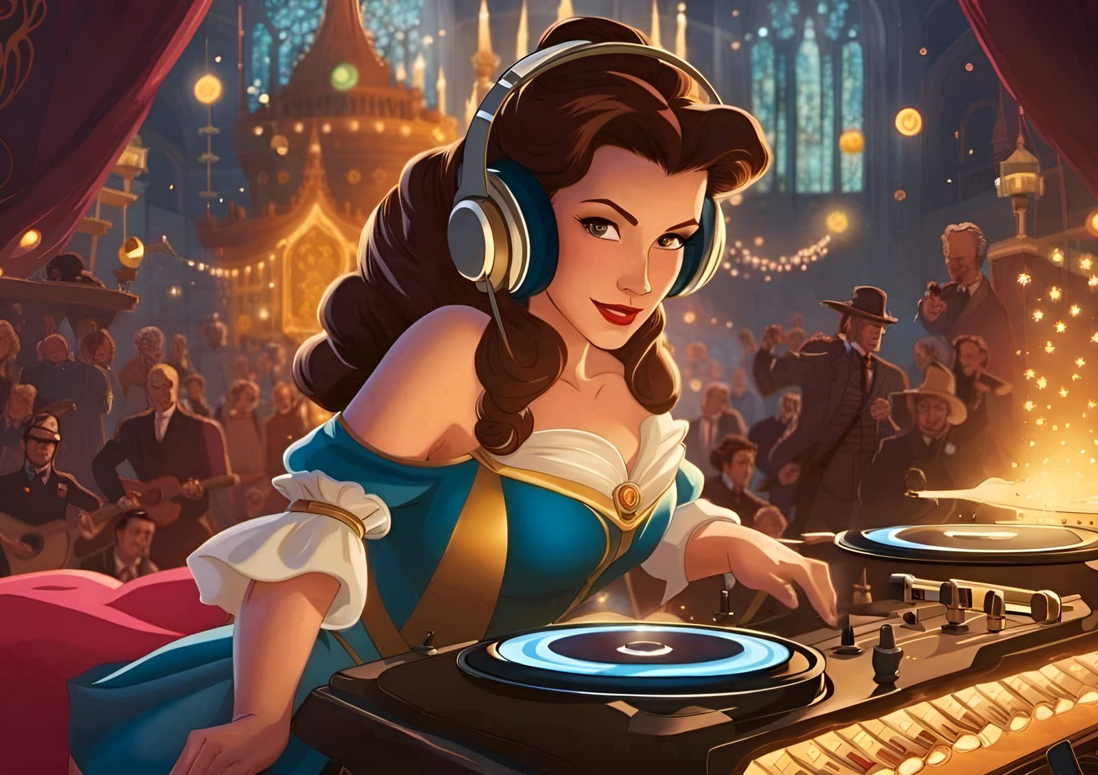 Belle DJ'ing at a Disney Rave in Borderlands Style