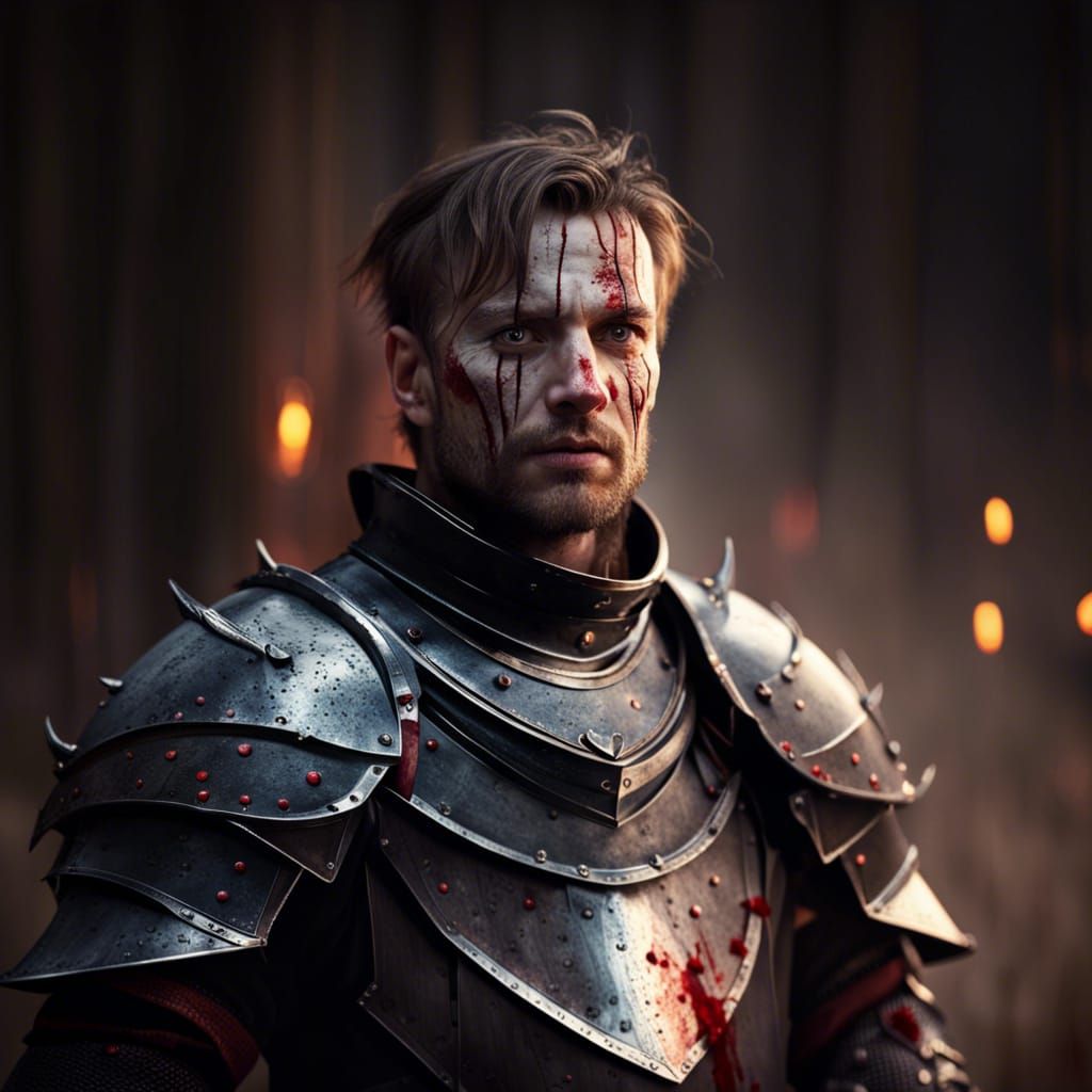 Medieval Knight Portrait in Dark Fantasy Style