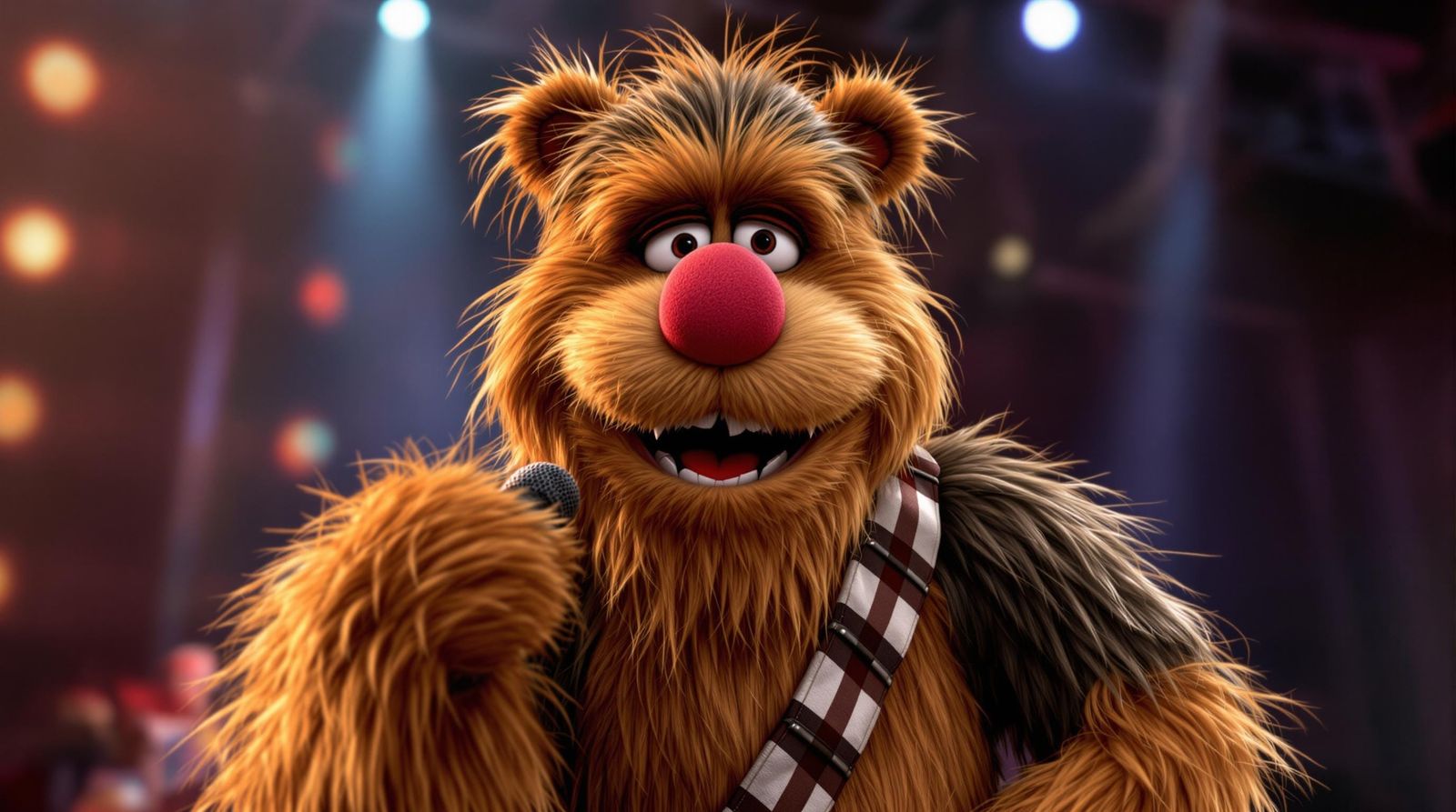 Fozzie Bear as Chewbacca in Red Nose and Bowtie