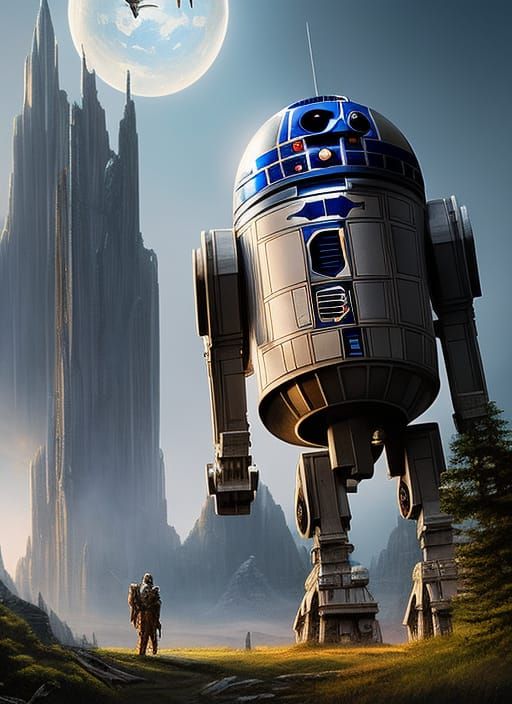 R2D2 as Comic Book Art by Brooks and Mumford