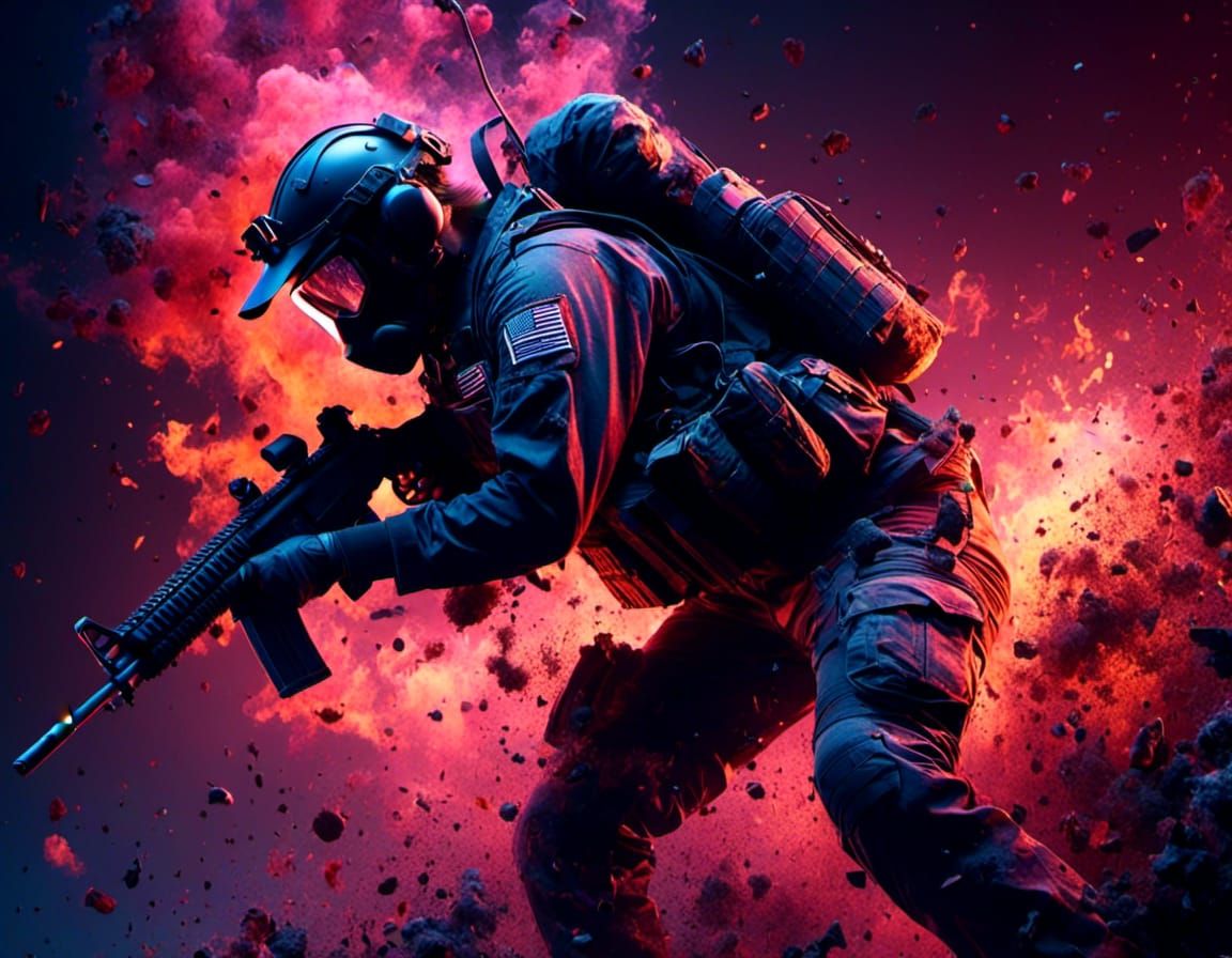 Hyperrealistic SWAT Officer in Battle Armor