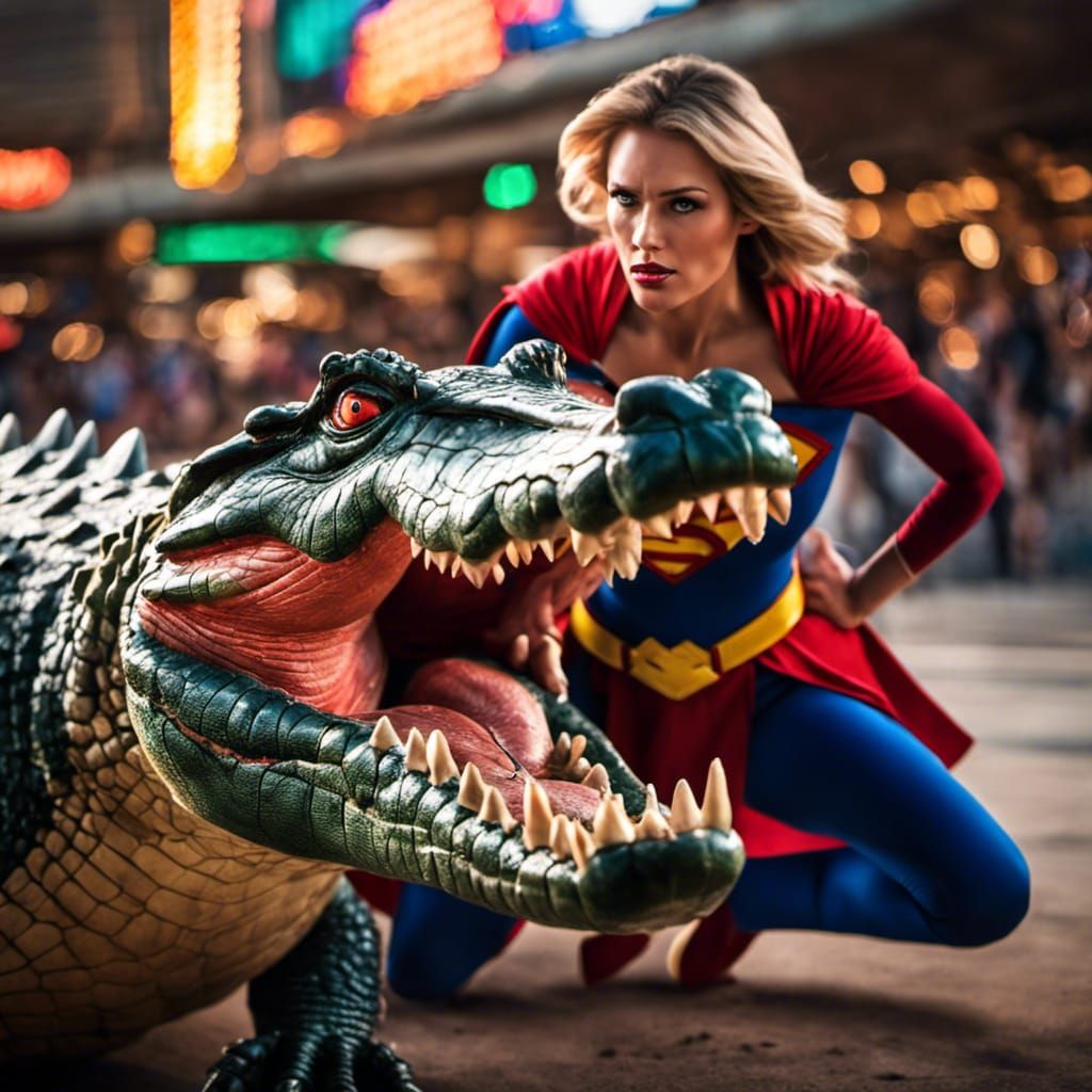Supergirl vs Crocodile: Epic Las Vegas Battle