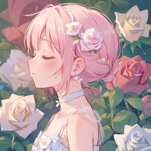 Rose Portrait with White Dress and Choker