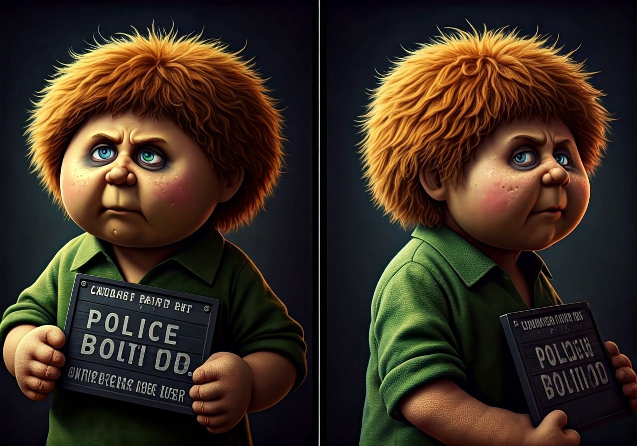 Cabbage Patch Kid's Grungy Mugshot Diptych