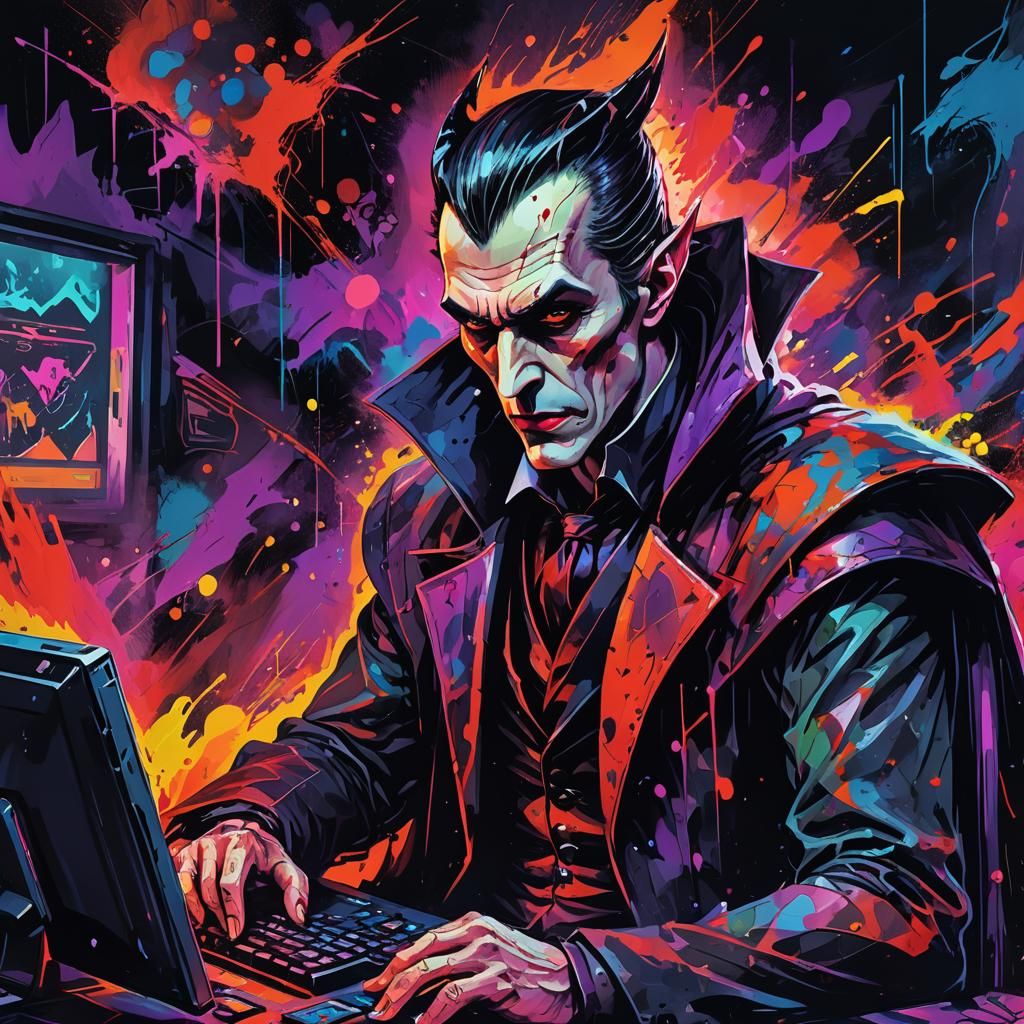 Dracula Gaming: Neo-Expressionist Digital Graffiti Art