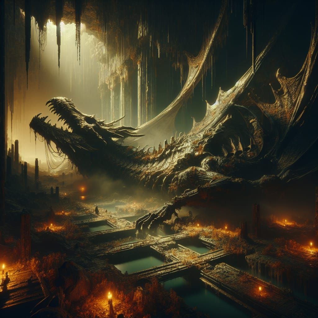 Gothic Dragon Remains in Dark Fantasy Landscape