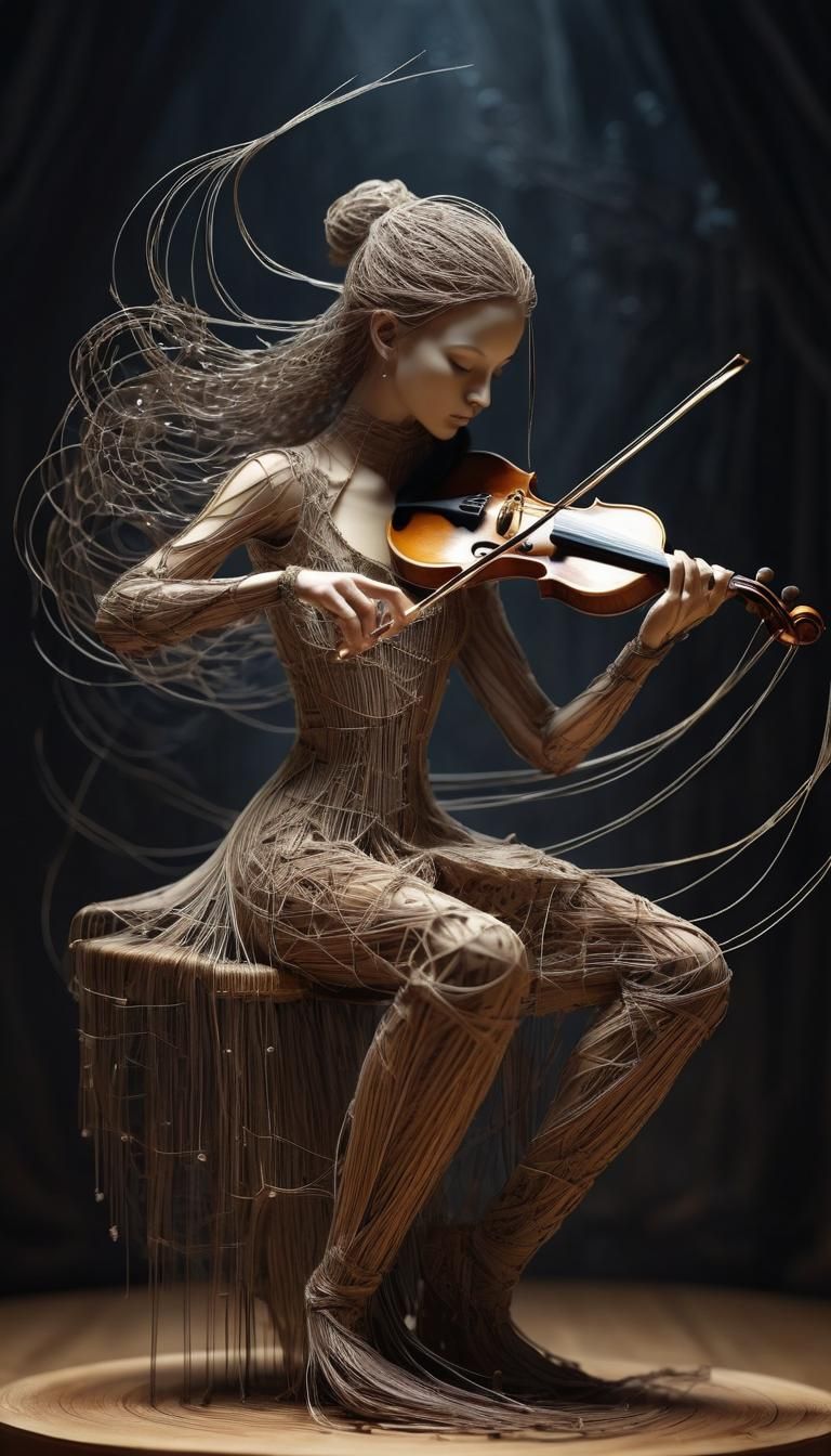 String Dancer Emerges from Violin: Fantasy Art