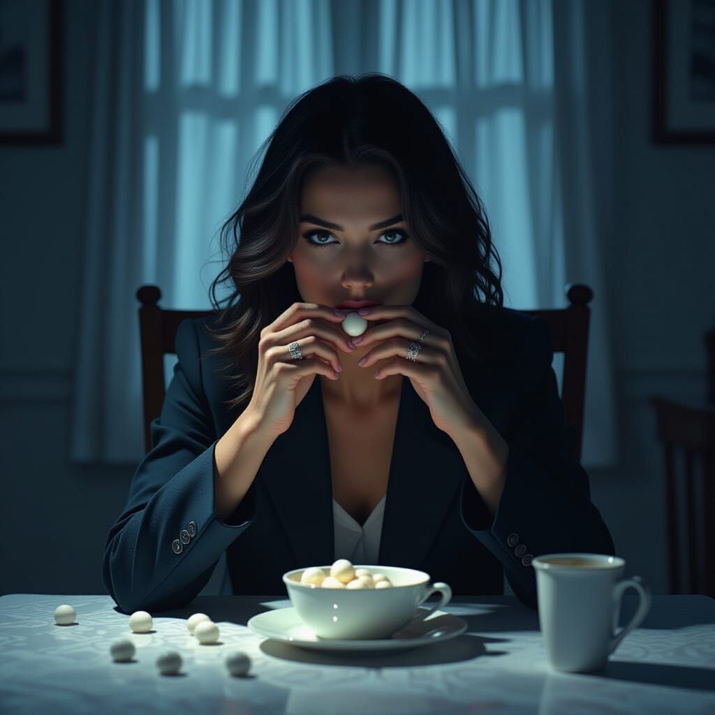 Noir Horror: Solitary Figure in a Dark Room