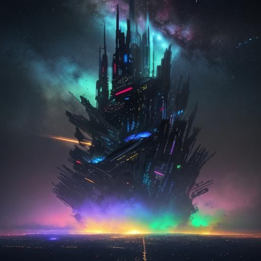 Eiffel Tower in Space: 3D Sci-Fi Art