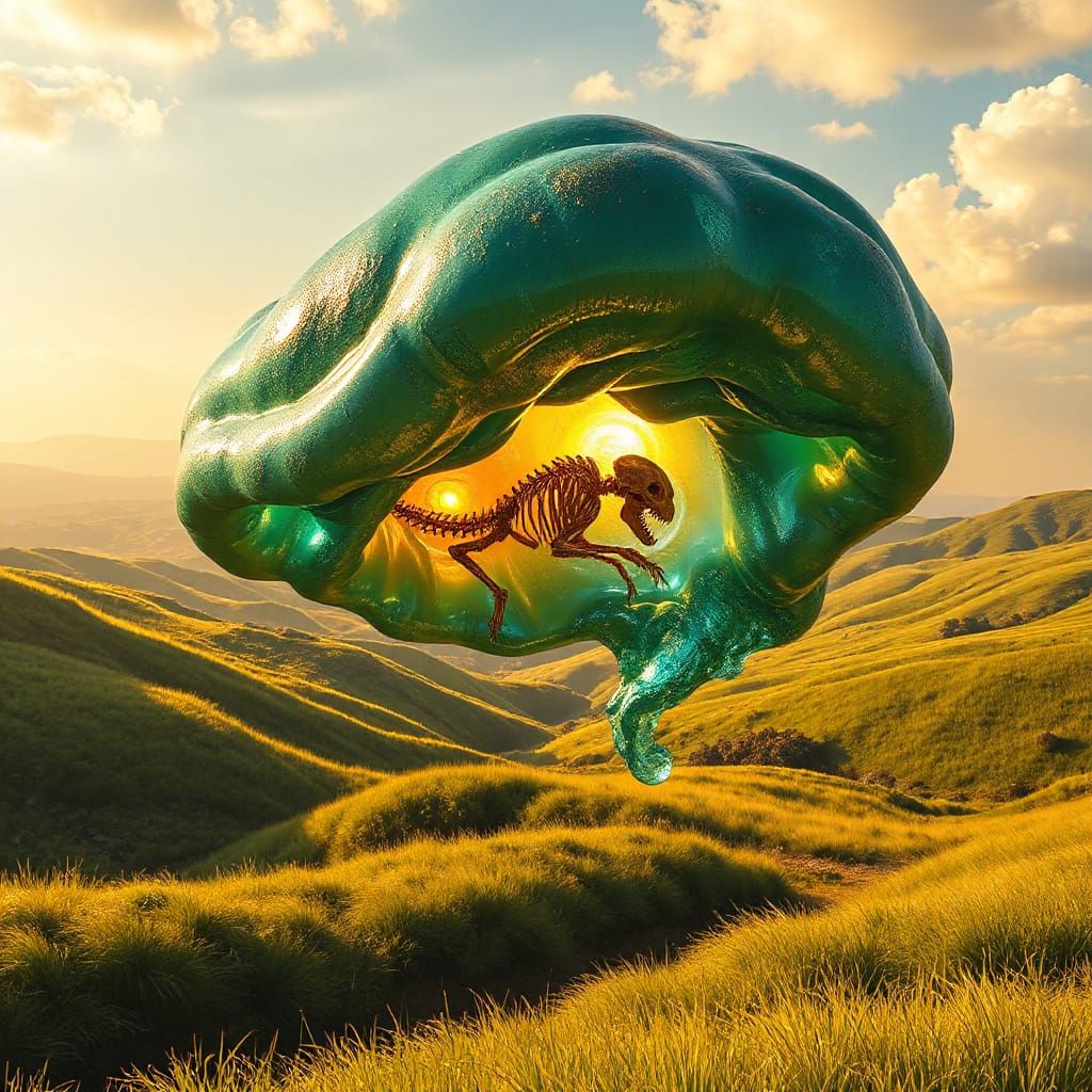 Majestic Giant Slime in Sun-Drenched Valley