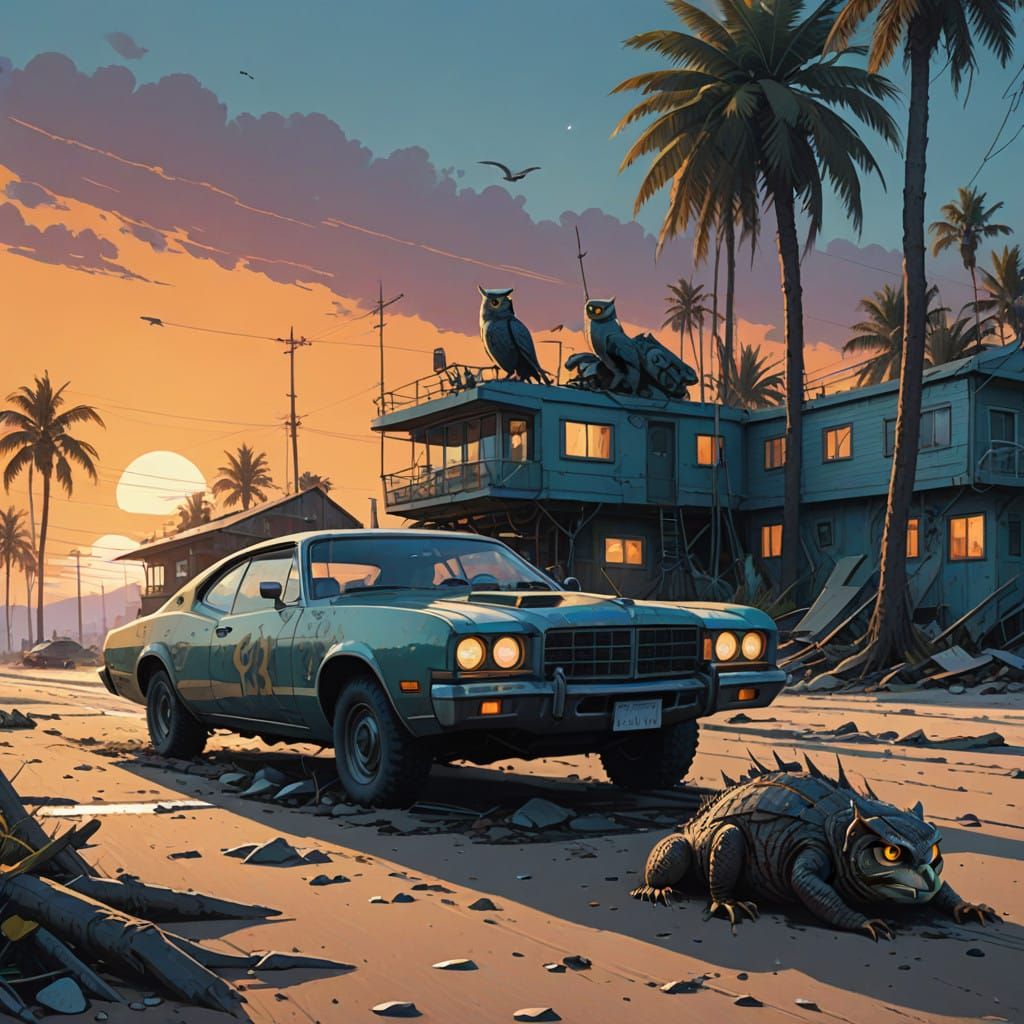 Fantastical Beach Lizard Basks in Sunset Glow