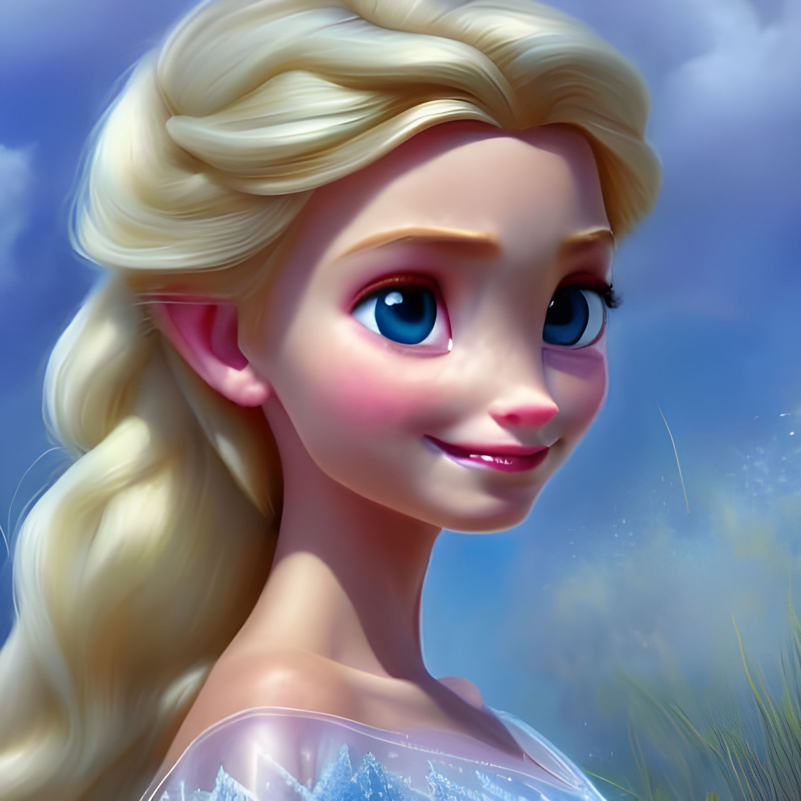 Elsa Sunbathing on the Beach: Hyperrealistic Portrait