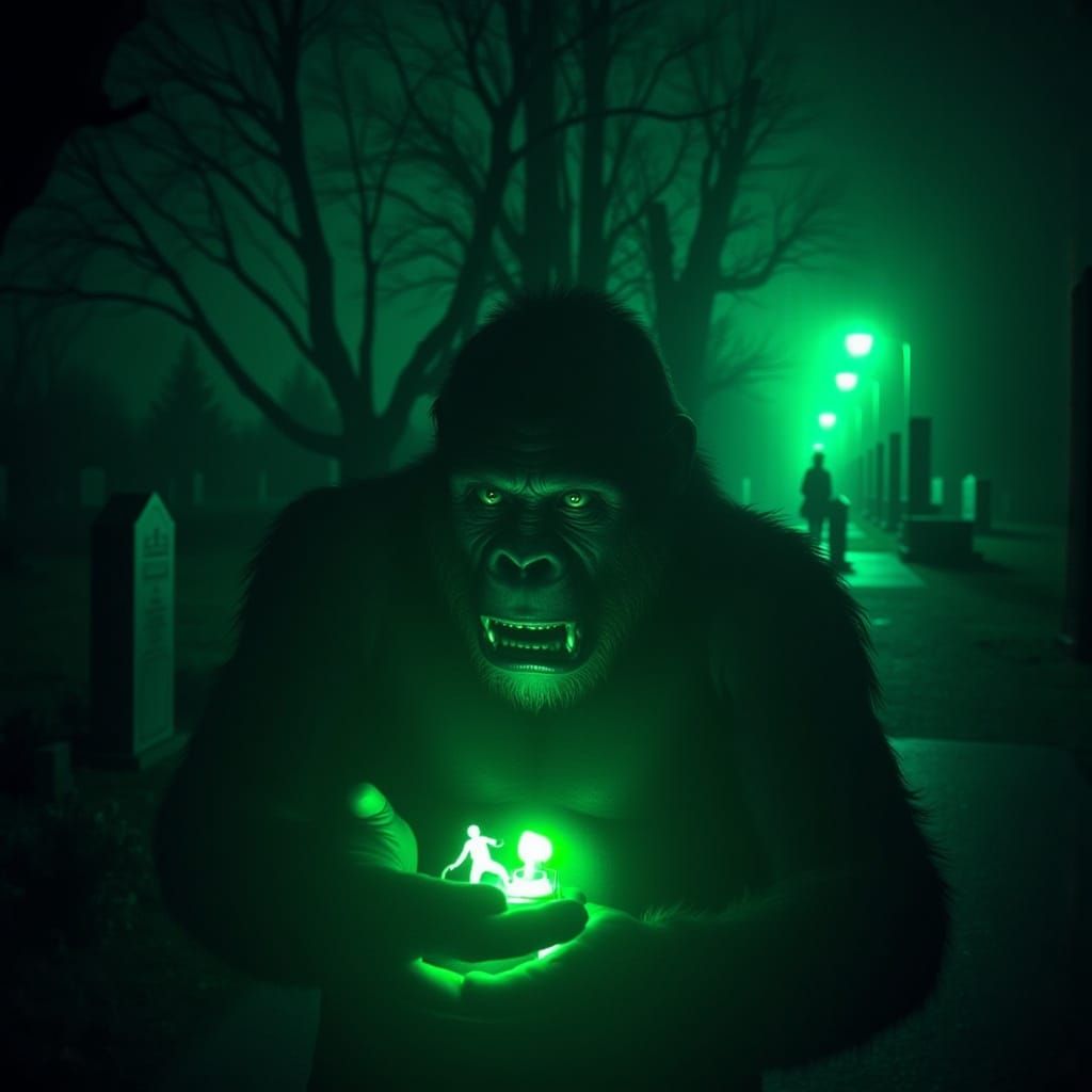 Terrifying Gorilla in Night Vision