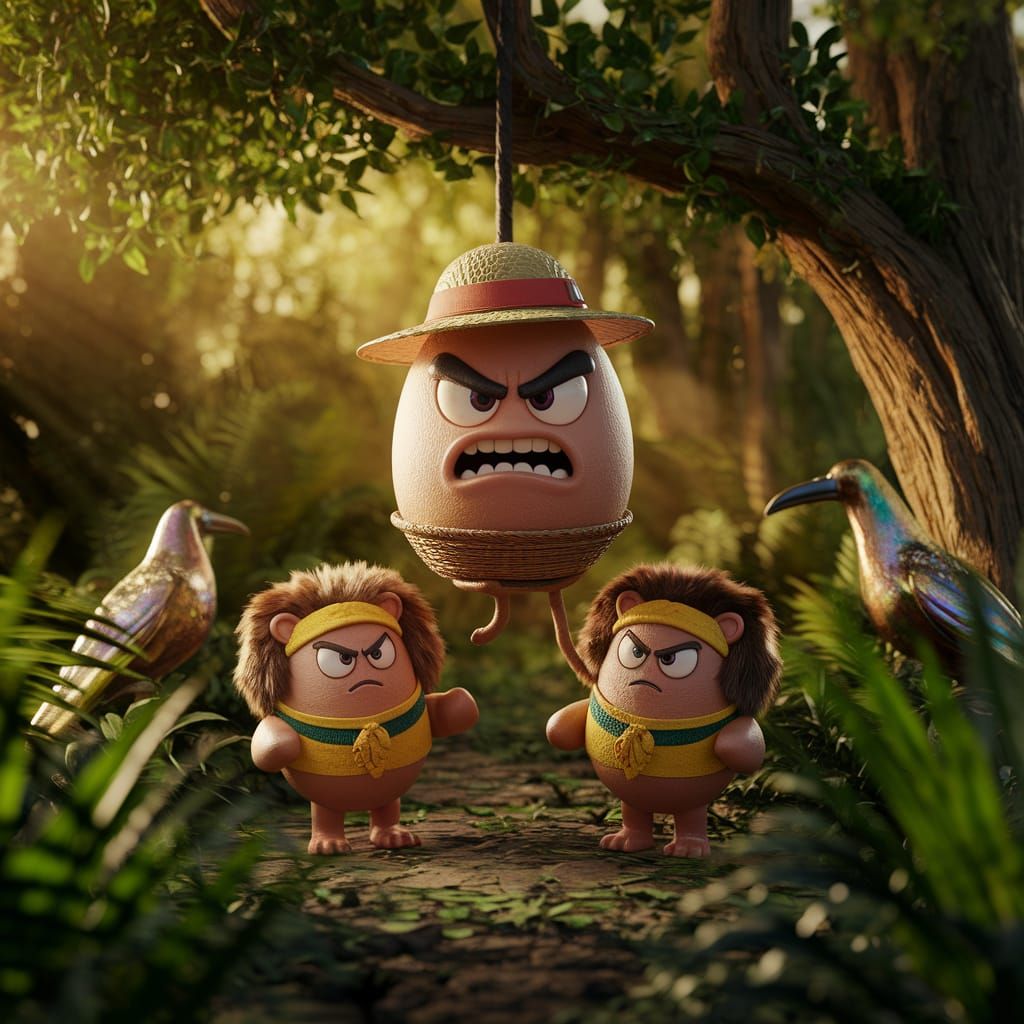 Egg Warriors in Lush Rainforest Canopy