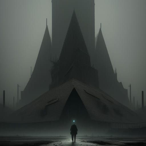 Dystopian Squid Game Scene in a Grim, Biomechanical Landscap...