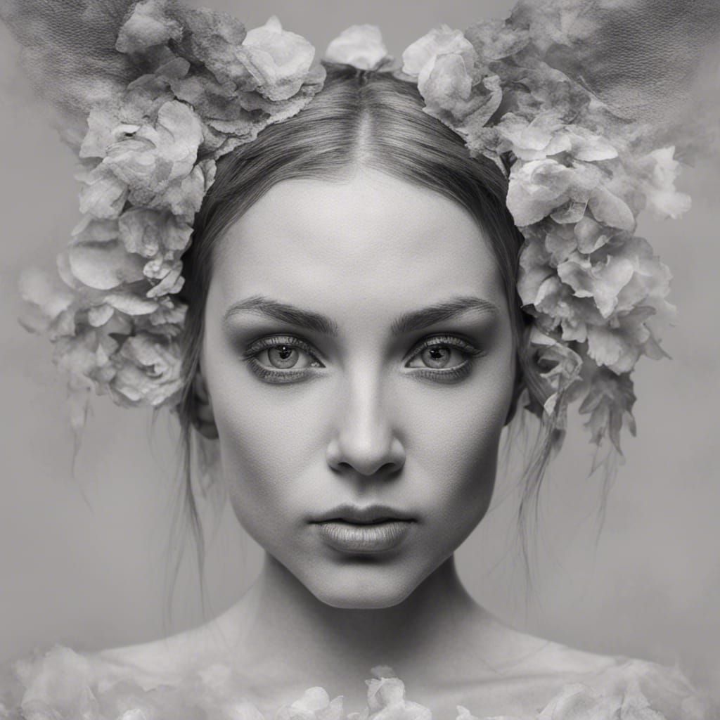 Fairy Woman Portrait in Infrared Photography, Film Noir