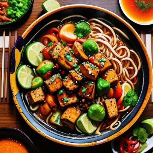 Tentacled Forest in Vibrant Colors and Steampunk Aesthetic