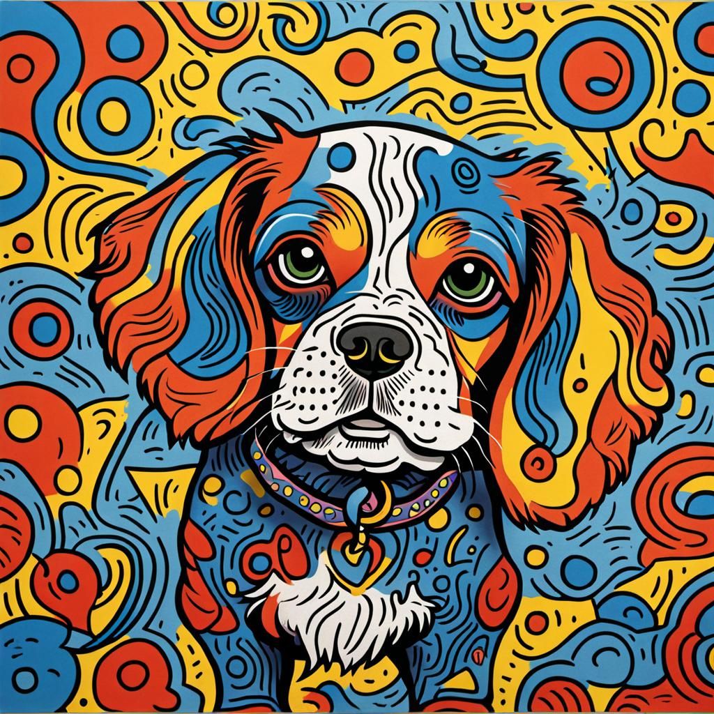 Playful Spaniel in Pop Art Style