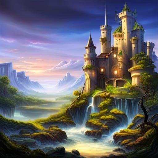 Fantasy Fairy Castle in Forest Landscape