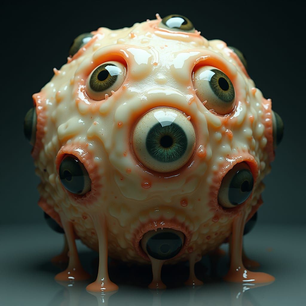 Grotesque Sphere of Human Skin and Eyes