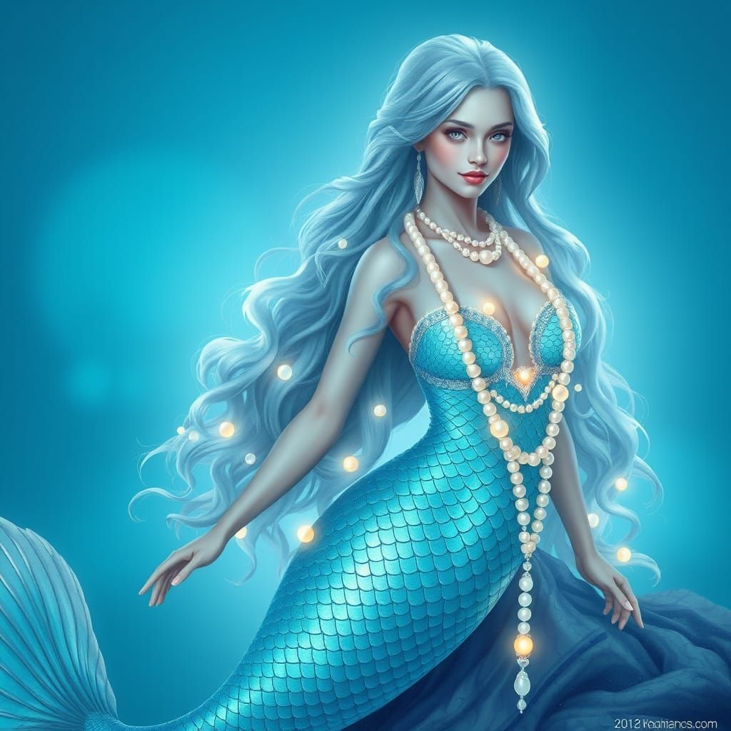Ethereal Mermaid in Aquamarine and Pearls