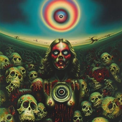 Zombie Devil Girl in Dystopian Wasteland