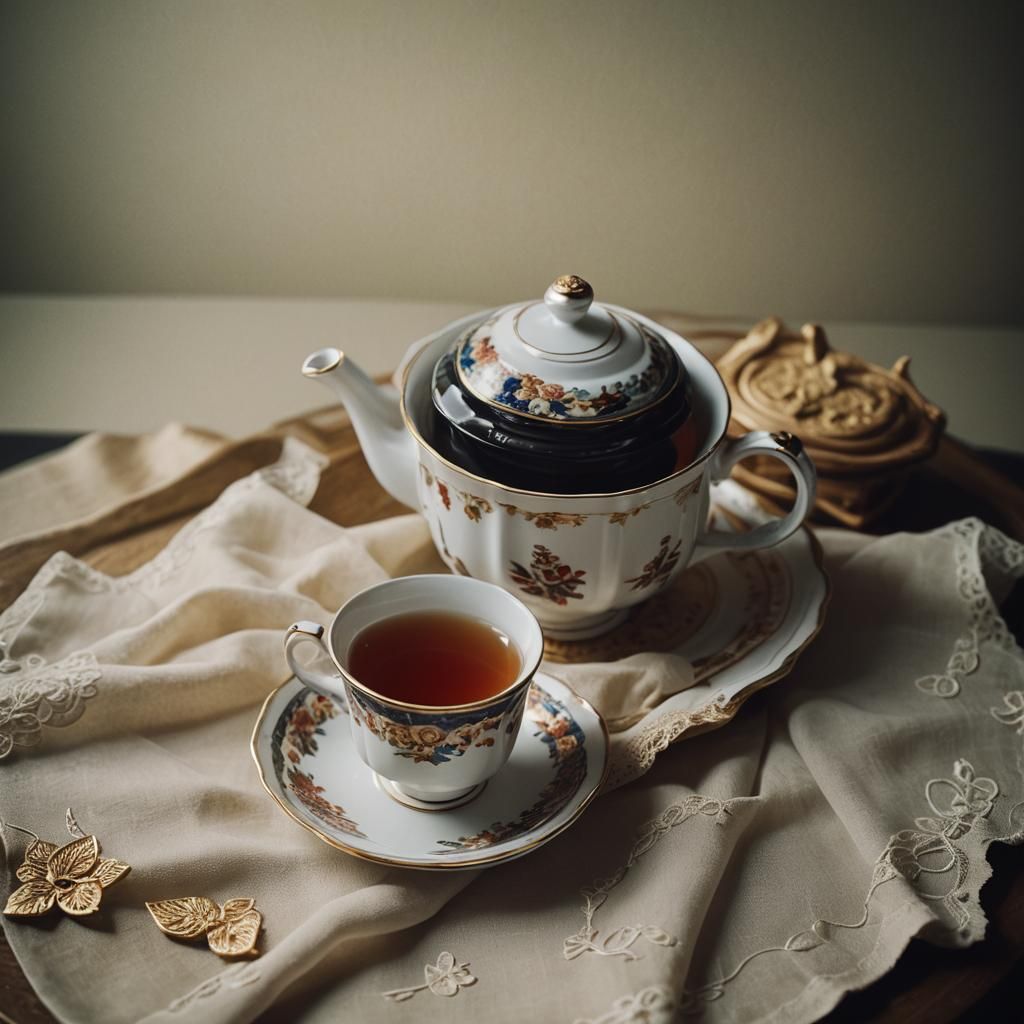Elegant Cup of Tea in Cinematic Still Life
