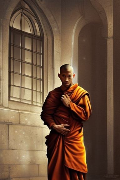 Tabaxi Monk Portrait in Renaissance Oil Painting Style