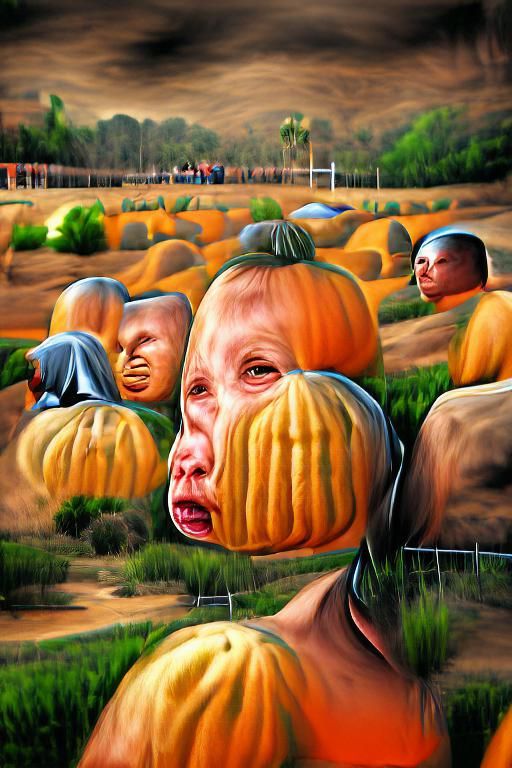 Orange Pumpkin in Field, Digital Art
