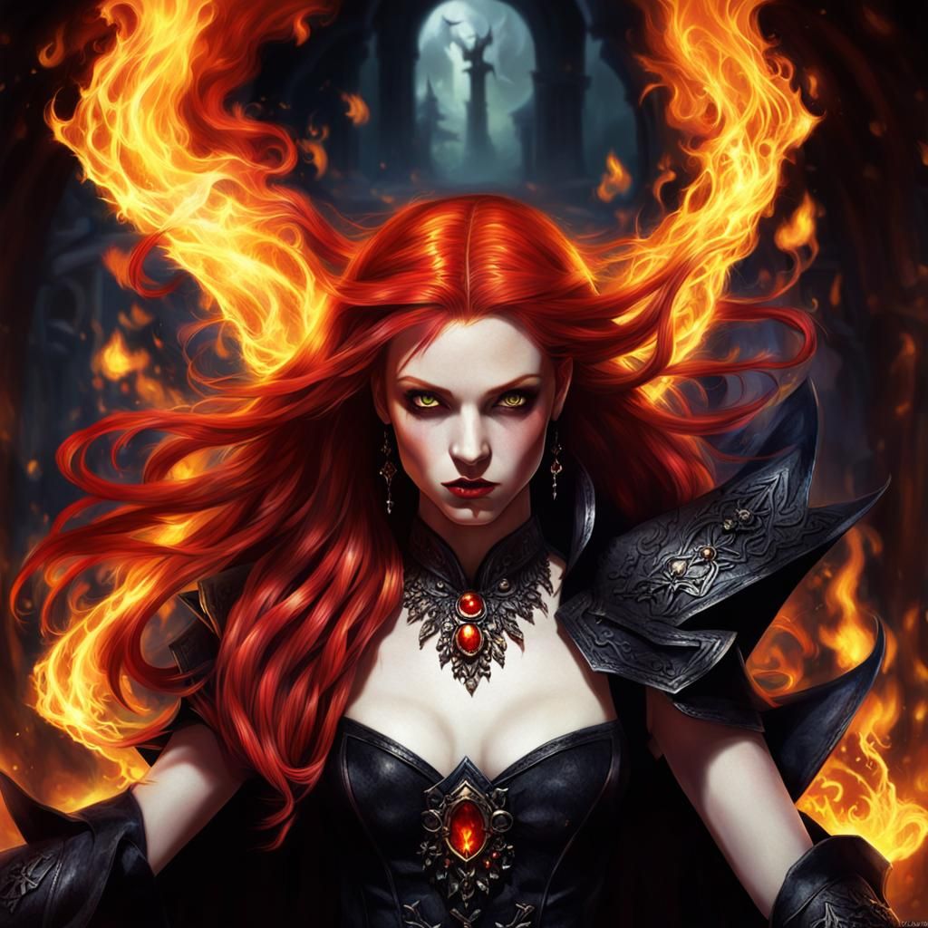 Red-Haired Vampire Sorceress Ablaze