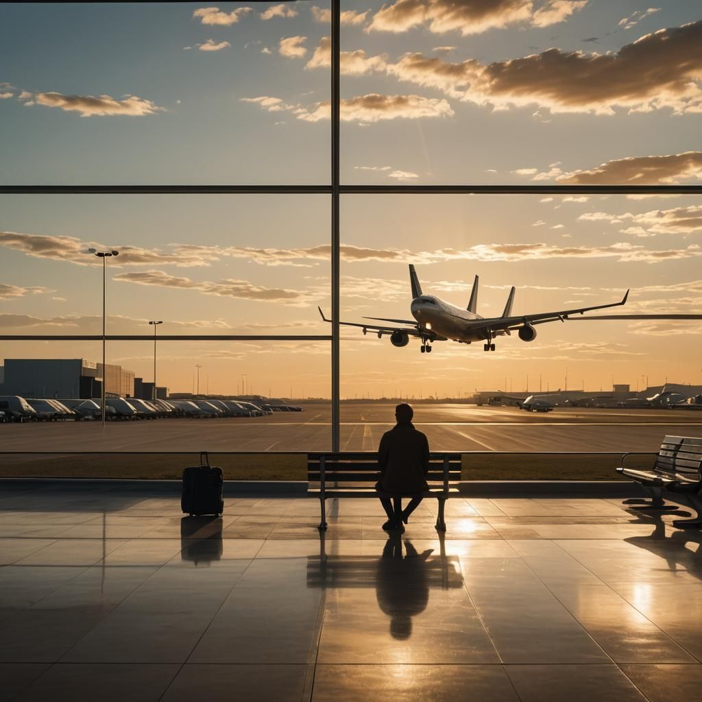 Golden Hour at Airport: A Moment of Reflection