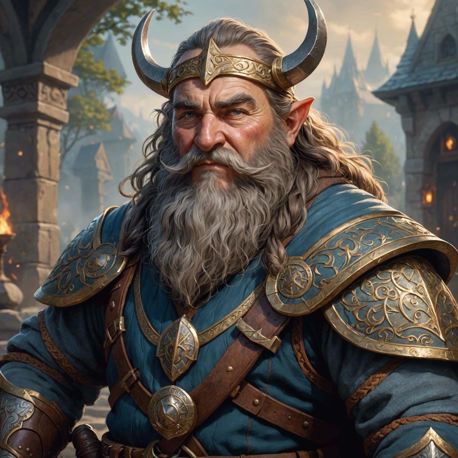 Regal Dwarf King Portrait in Hyperdetailed Style