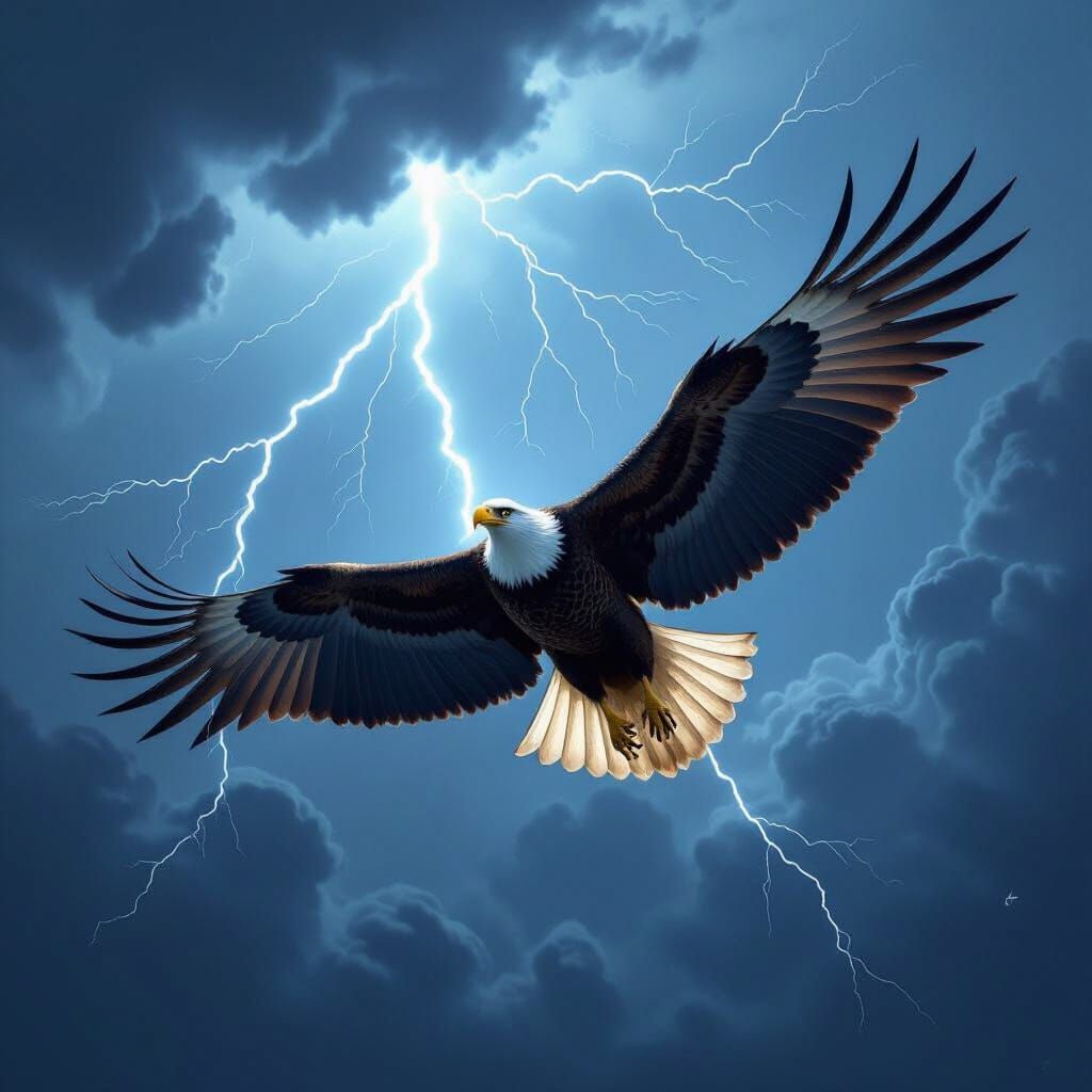 Majestic Eagle Soars Through Epic Stormy Skies