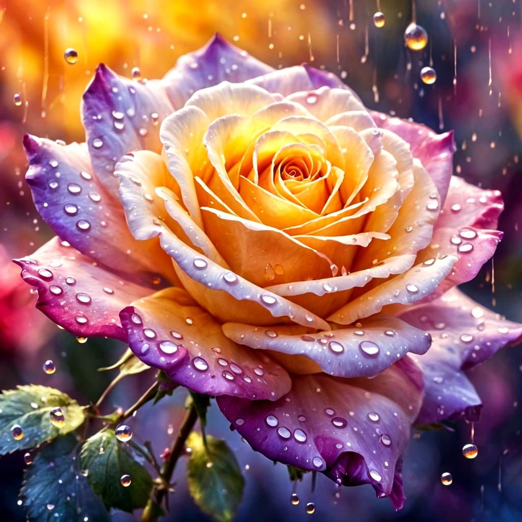 Luminous Rose with Vibrant Petal Color Transitions