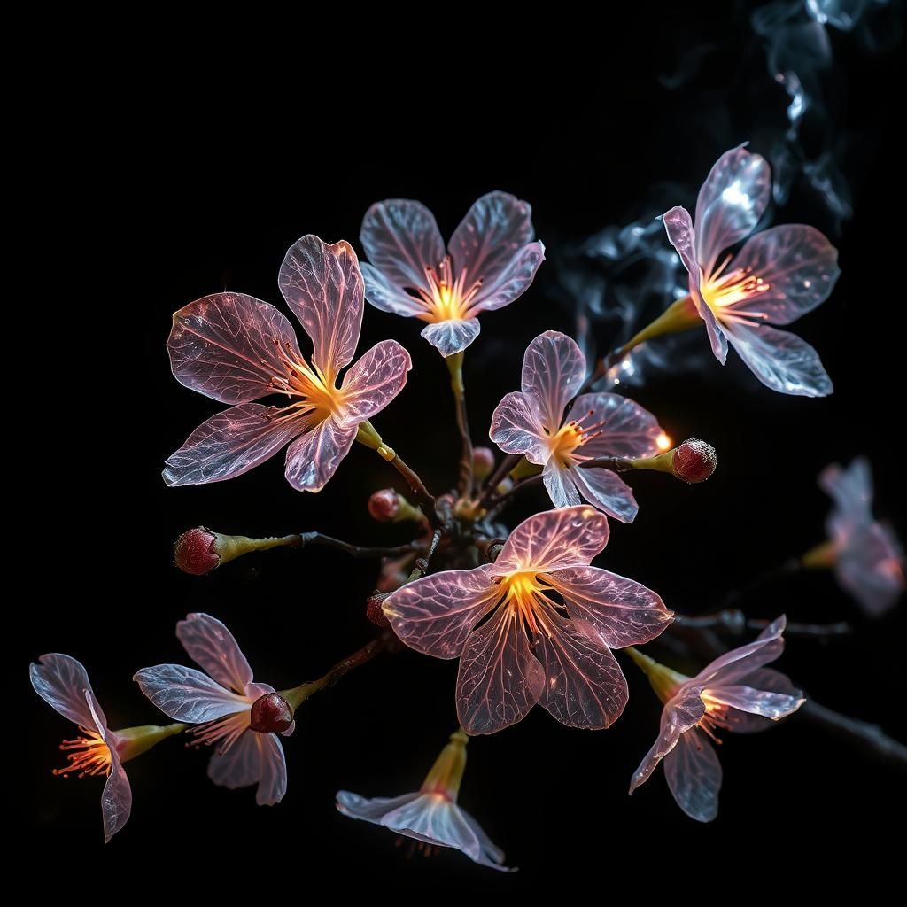 Electric Plasma Cherry Blossoms in Hyper-Realistic Style