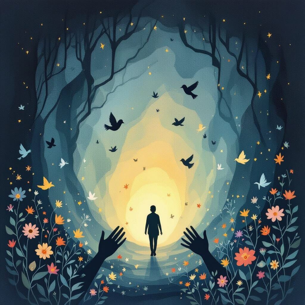 Hope Emerges From Darkness: Symbolic Abuse Recovery Illustra...