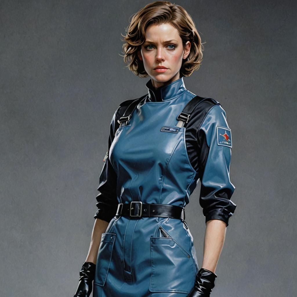 Stern Nurse in Blue Uniform, Sorayama Style