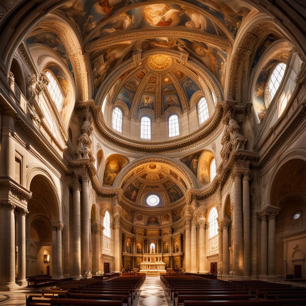 Italian Renaissance Church with Elaborate Marble Carvings