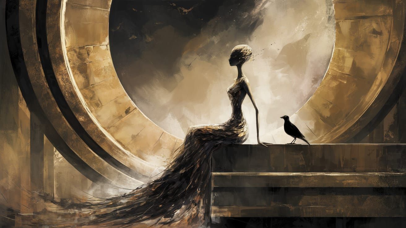 Ethereal Figure in Dreamlike Landscape