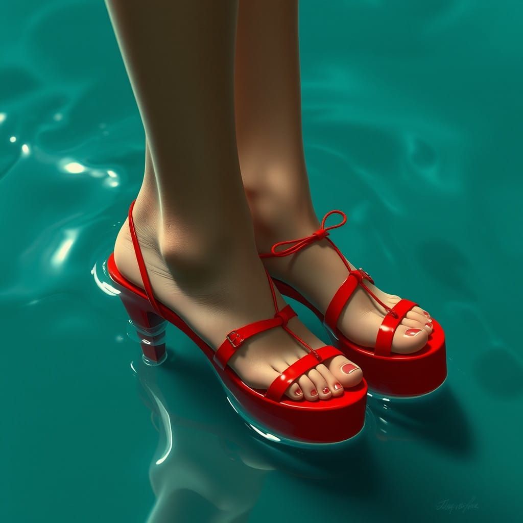 Woman's Feet Stuck in Glowing Glue