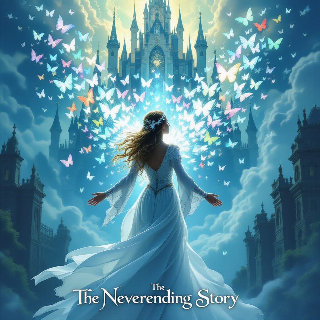 Surreal Childlike Empress Transformation in Ethereal Butterf...