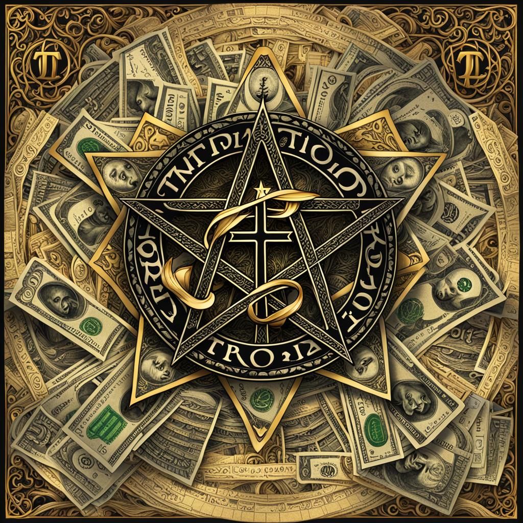 Mystical Pentagram Design with Cross in Fantasy Art