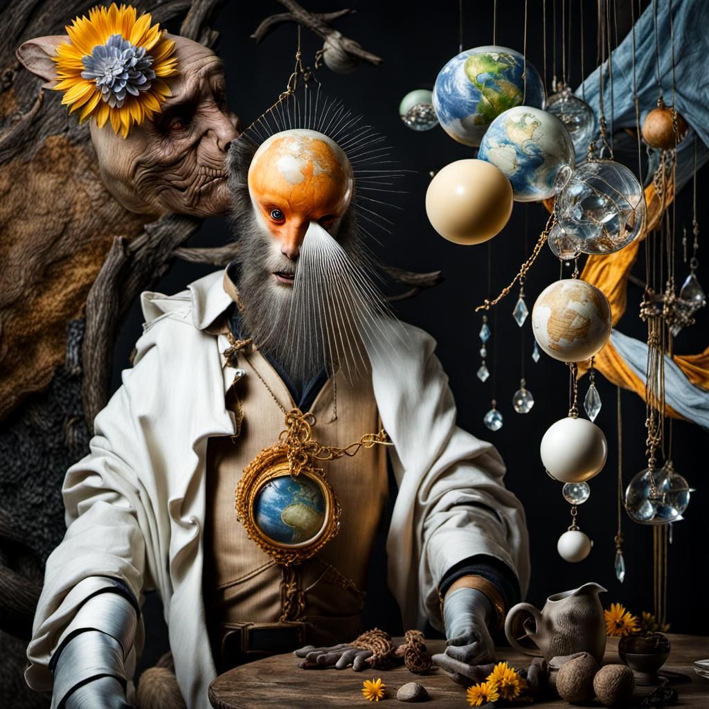 Surreal Alien Restaurant Celebration in Magical Realism