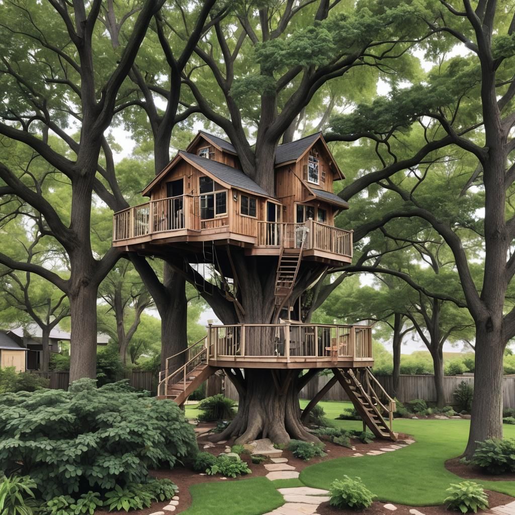 Treehouse in a Yard
