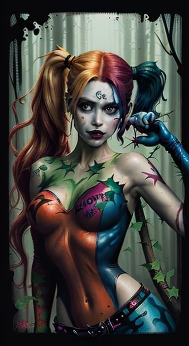 Harley Quinn and Poison Ivy Comic Book Art