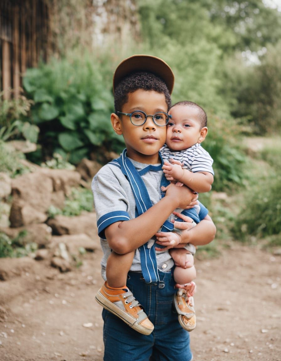 Innocent Boy Tenderly Holds Newborn Baby
