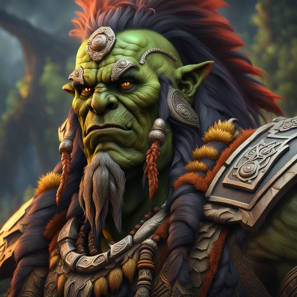 Photorealistic Orc Warchief Thrall Portrait