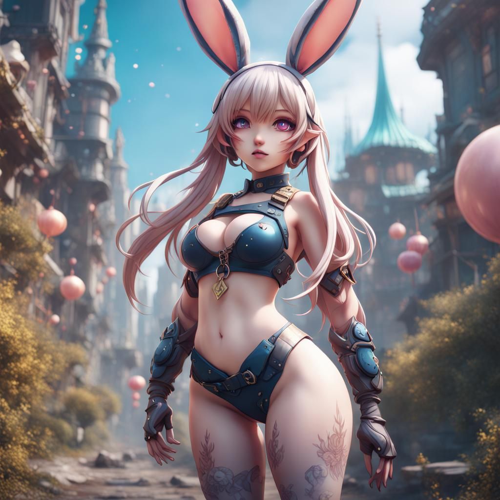 Anime Bunny Girl in Detailed Digital Painting